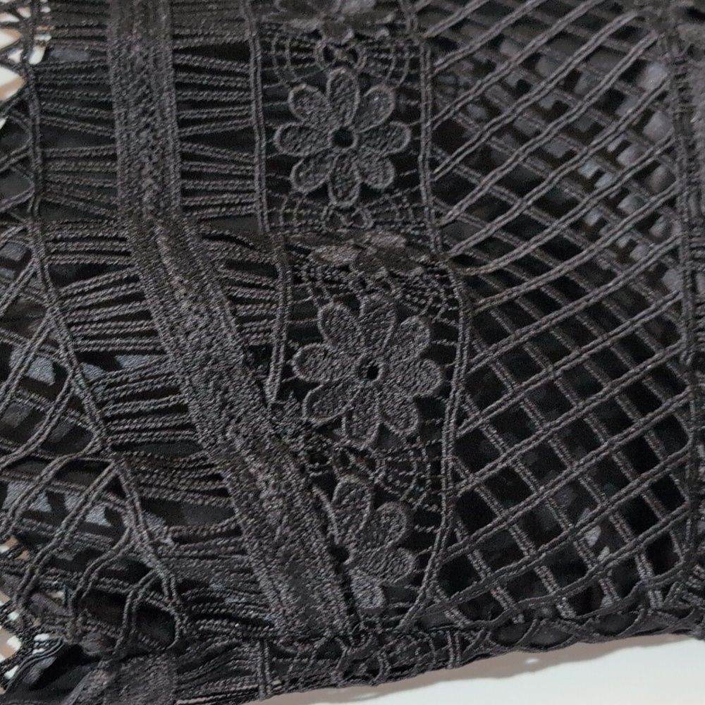 ELIE TAHARI Alessandra Floral Lace Peplum Sleeveless Blouse in Black Size 6 - Picture 7 of 13
